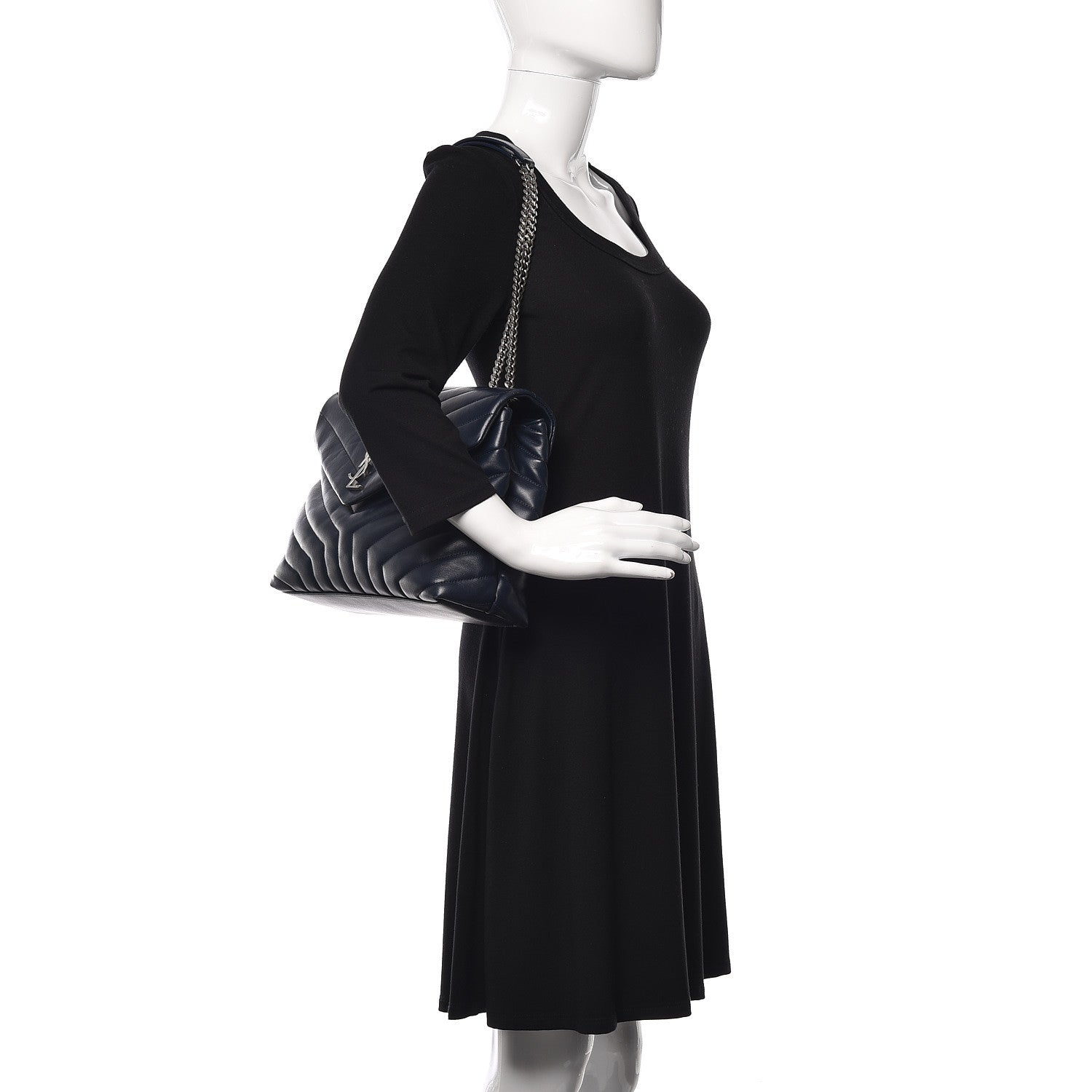 Saint Laurent Calfskin Y Quilted Monogram Medium Loulou Chain Satchel Medium Blue 2 of 9