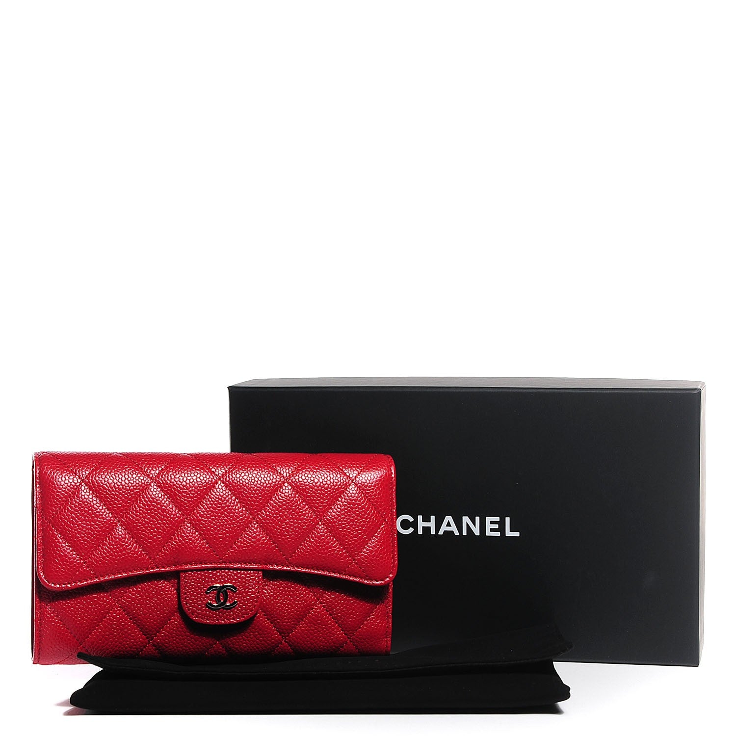 Chanel Caviar Quilted Large Flap Wallet Red 9 of 9