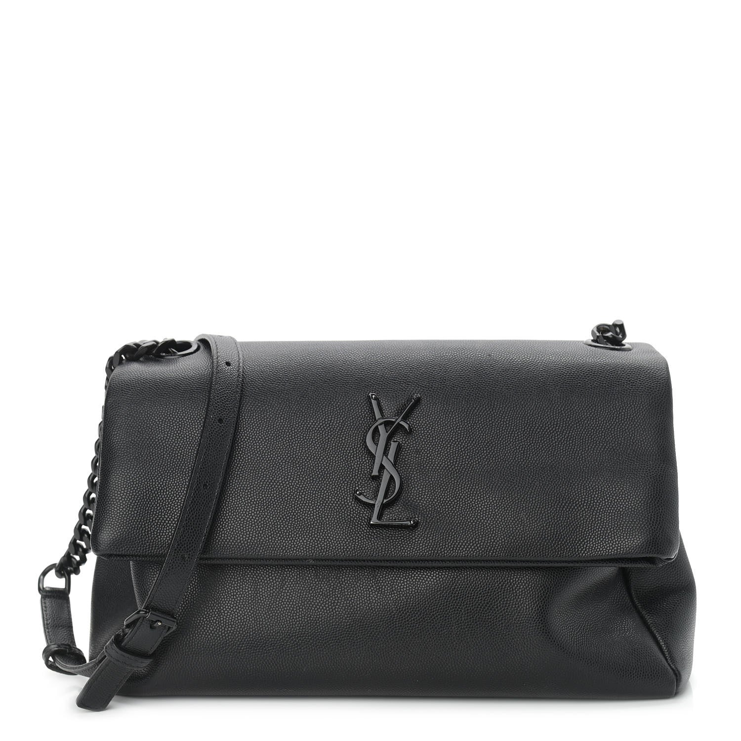 Saint Laurent Grain De Poudre Medium West Hollywood Monogram Fold-Over Black 1 of 18