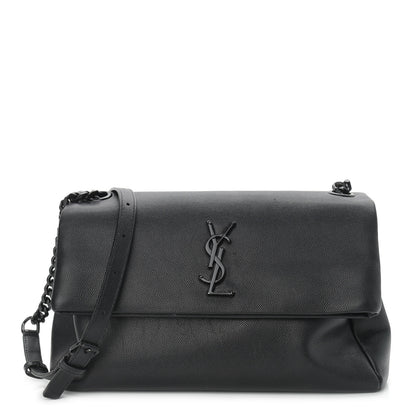 Saint Laurent Grain De Poudre Medium West Hollywood Monogram Fold-Over Black 1 of 18
