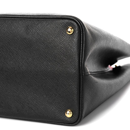 Prada Saffiano Cuir Medium Double Bag Black Fuoco 8 of 9
