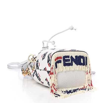 Fendi X FILA Calfskin F is Fendi Mania Fringe Mini Mon Tresor Bucket Bag White 5 of 16