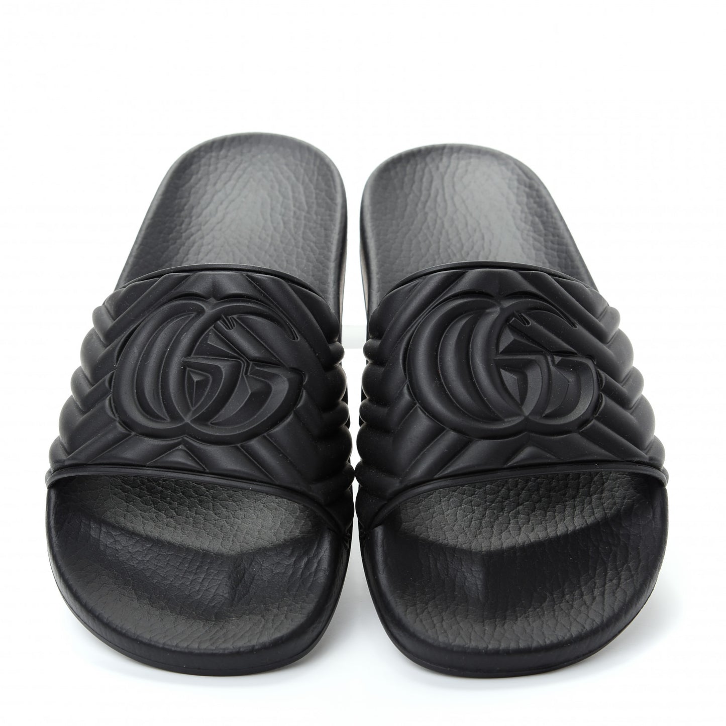 Rubber Matelasse Womens Slide Sandals 37 Black