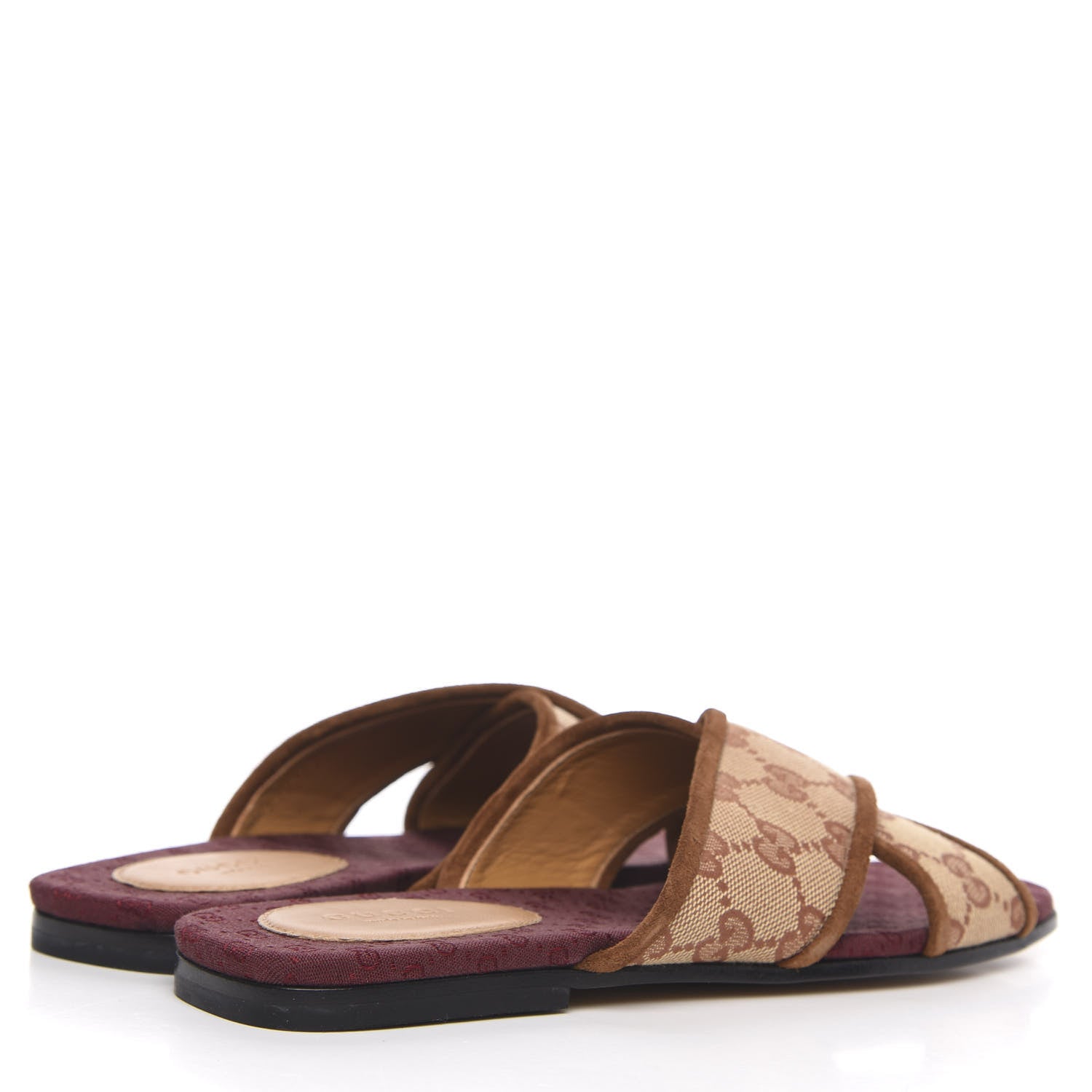 Gucci GG Monogram Suede Womens Criss Cross Slide Sandals 36.5 Beige Ruggine Cuir 4 of 9