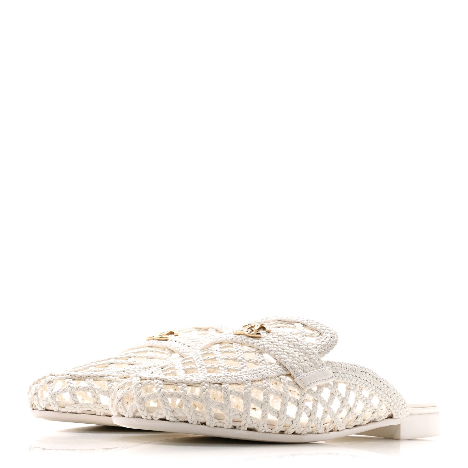 Chanel Braided Lambskin Mule Sandals 39 White 4 of 12