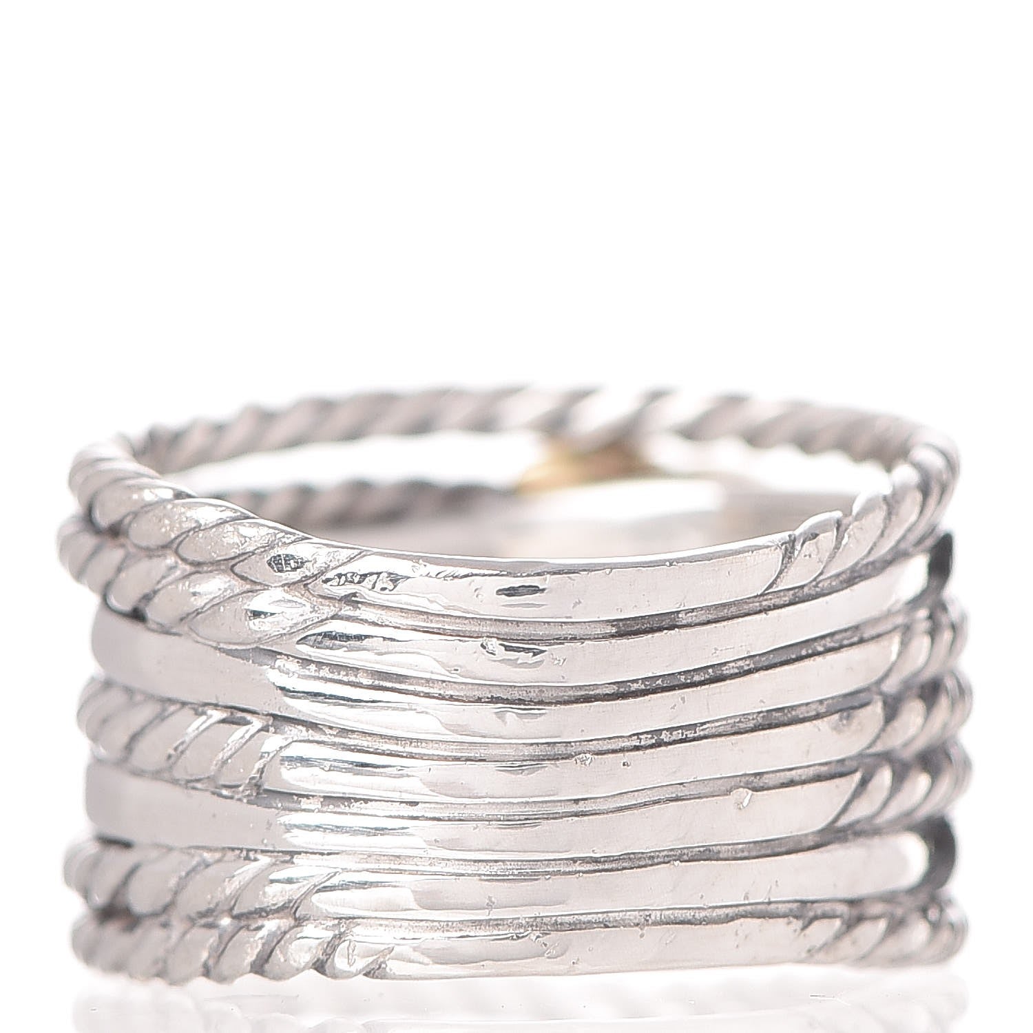 David Yurman Sterling Silver 18K Yellow Gold Double X Crossover Ring 53 6.5 3 of 4