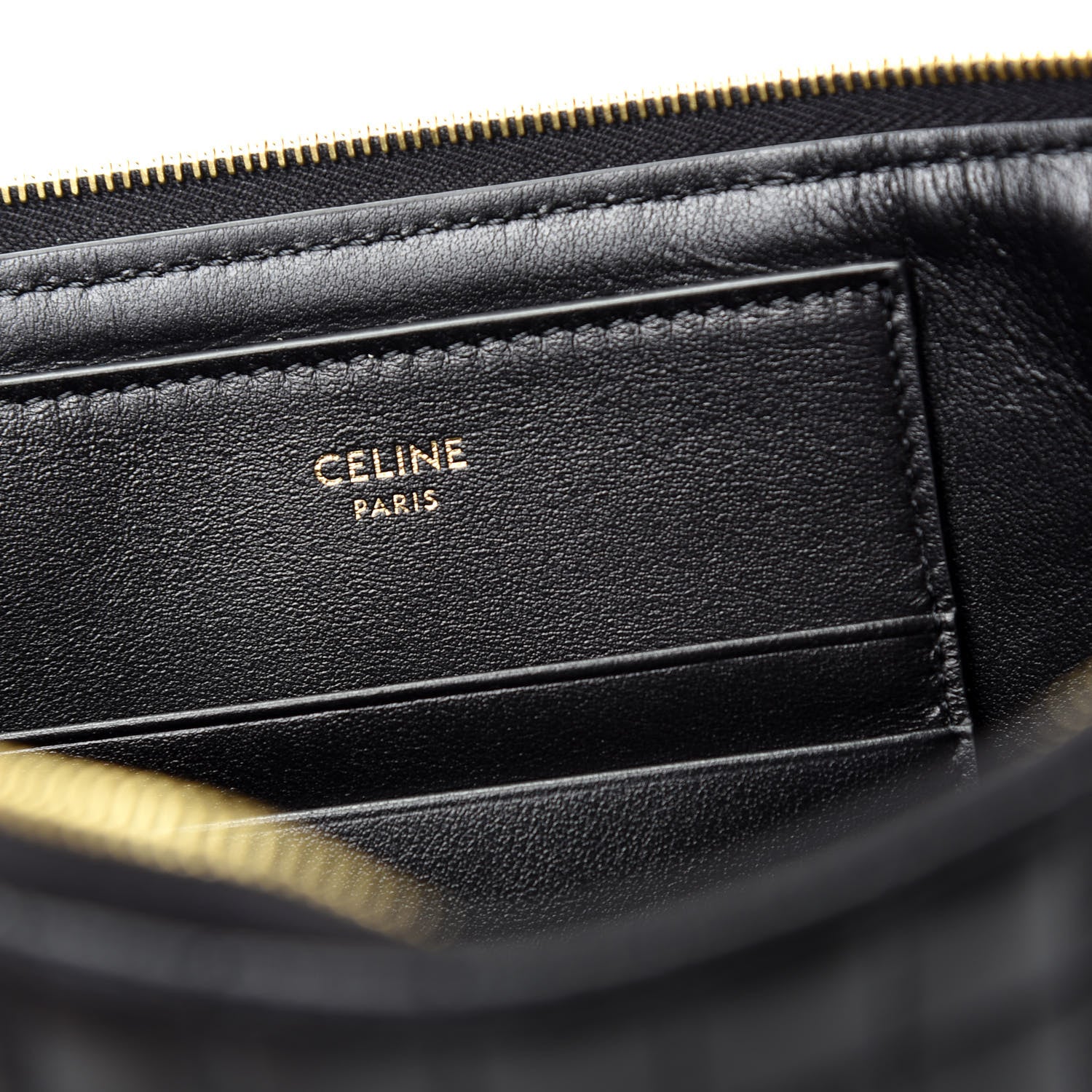 Celine Calfskin Quilted C Charm Pouch Black 6 of 8