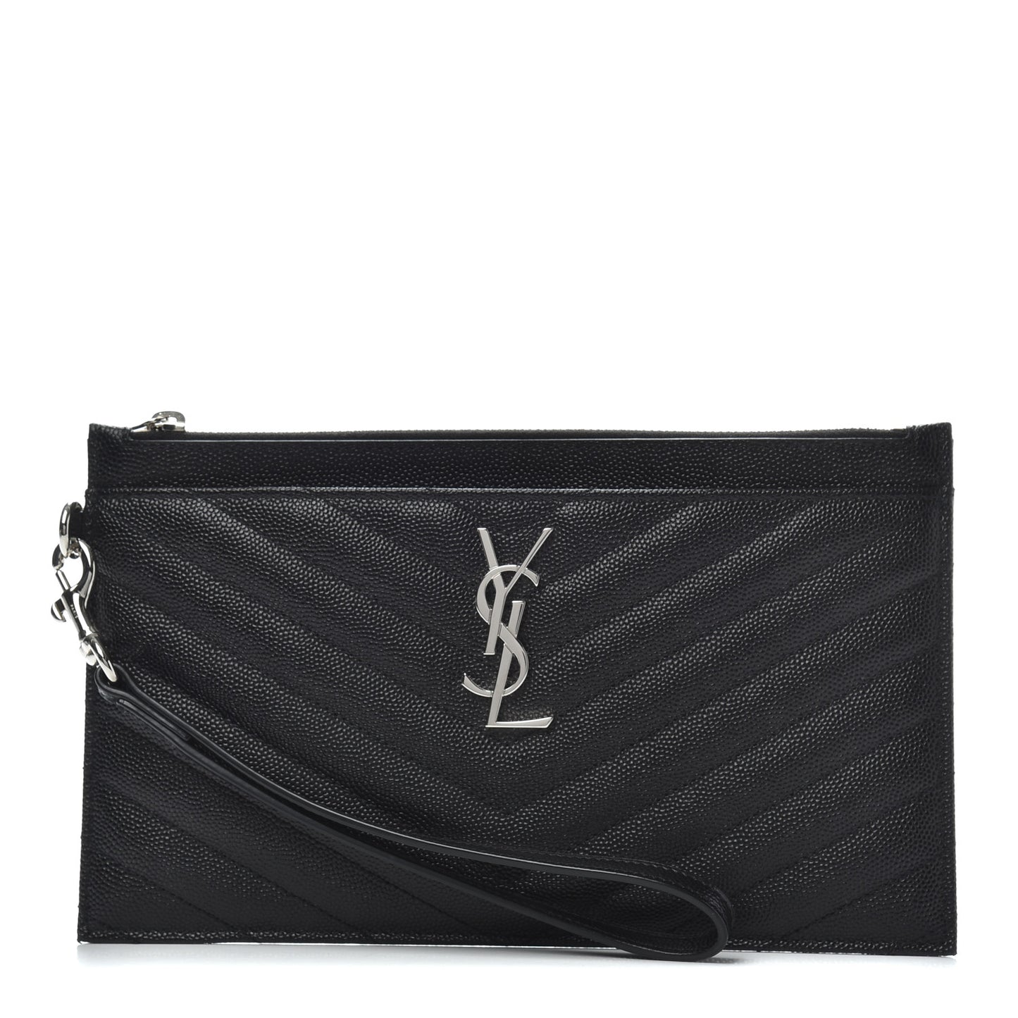 Grain De Poudre Chevron Monogram Large Bill Pouch Black