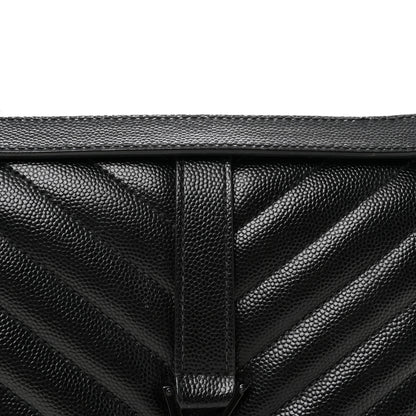 Saint Laurent Grain De Poudre Textured Mixed Matelasse Triquilt Medium Monogram Monochrome Satchel Black 7 of 9