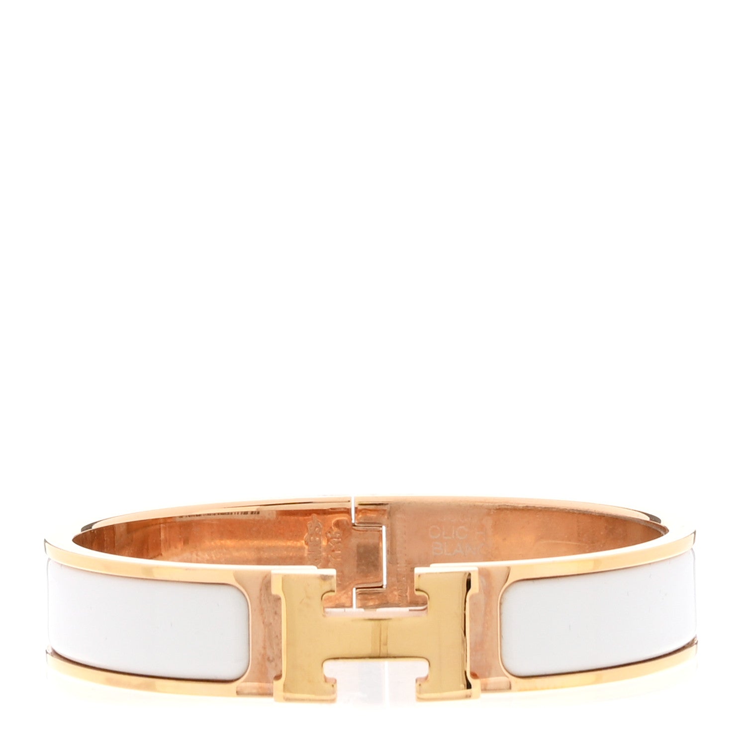 Hermes Enamel Narrow Clic Clac H Bracelet PM White 1 of 5