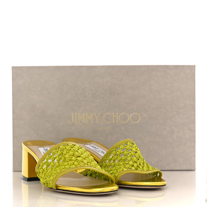 Jimmy Choo Woven Raffia Minea 45 Sandals 39 Lime 9 of 9