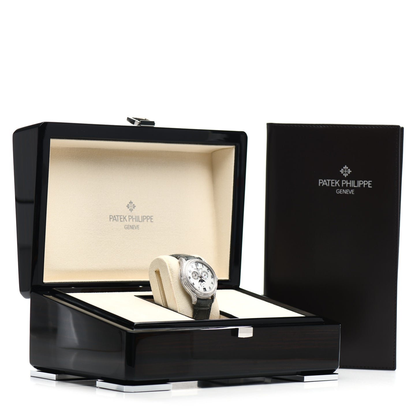 18K White Gold Alligator Diamond Mother of Pearl 38mm Annual Calendar Automatic Watch 4948G-010