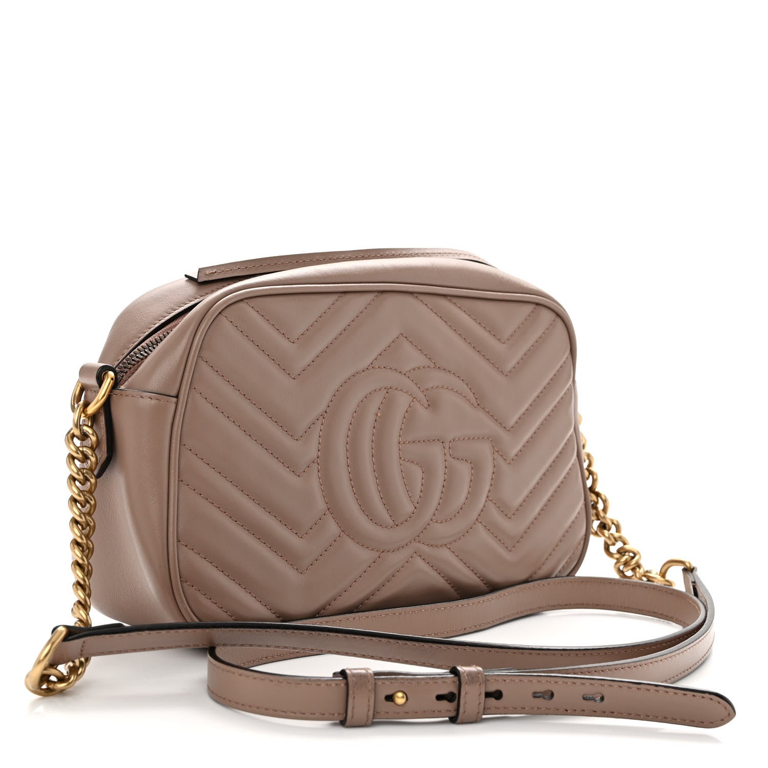 Gucci Calfskin Matelasse Small GG Marmont Chain Shoulder Bag Porcelain Rose 3 of 12