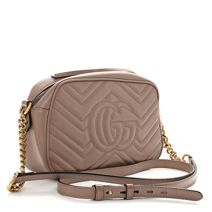Gucci Calfskin Matelasse Small GG Marmont Chain Shoulder Bag Porcelain Rose 3 of 12