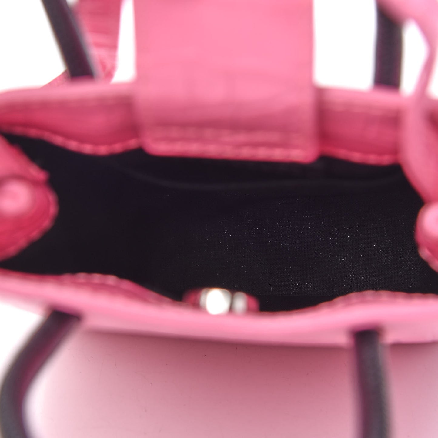 Shiny Calfskin Crocodile Embossed Logo Shopping Phone Holder Bag Rose Black