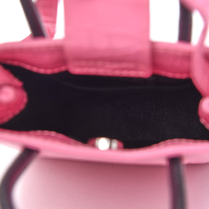 Balenciaga Shiny Calfskin Crocodile Embossed Logo Shopping Phone Holder Bag Rose Black 5 of 9