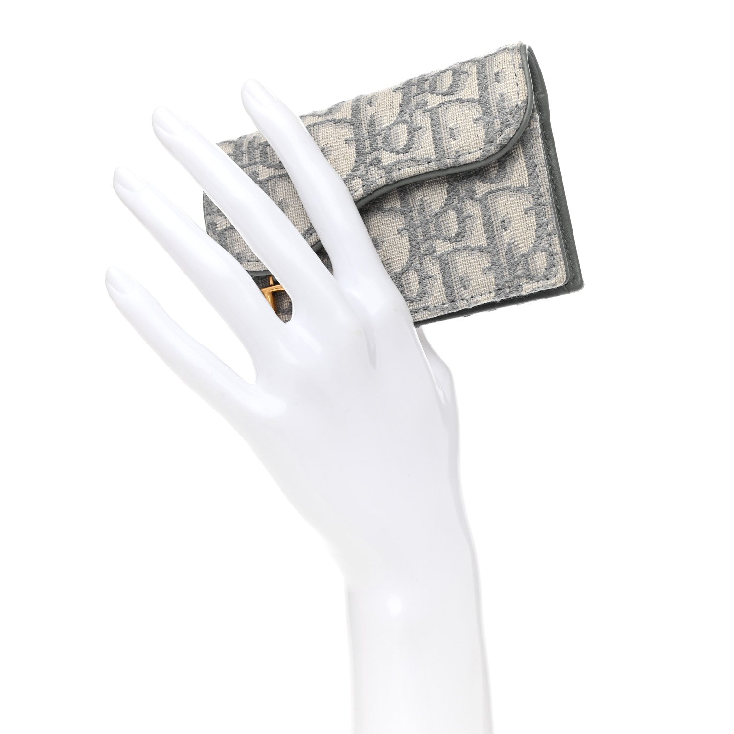 Christian Dior Oblique Saddle Card Holder Gray 2 of 10