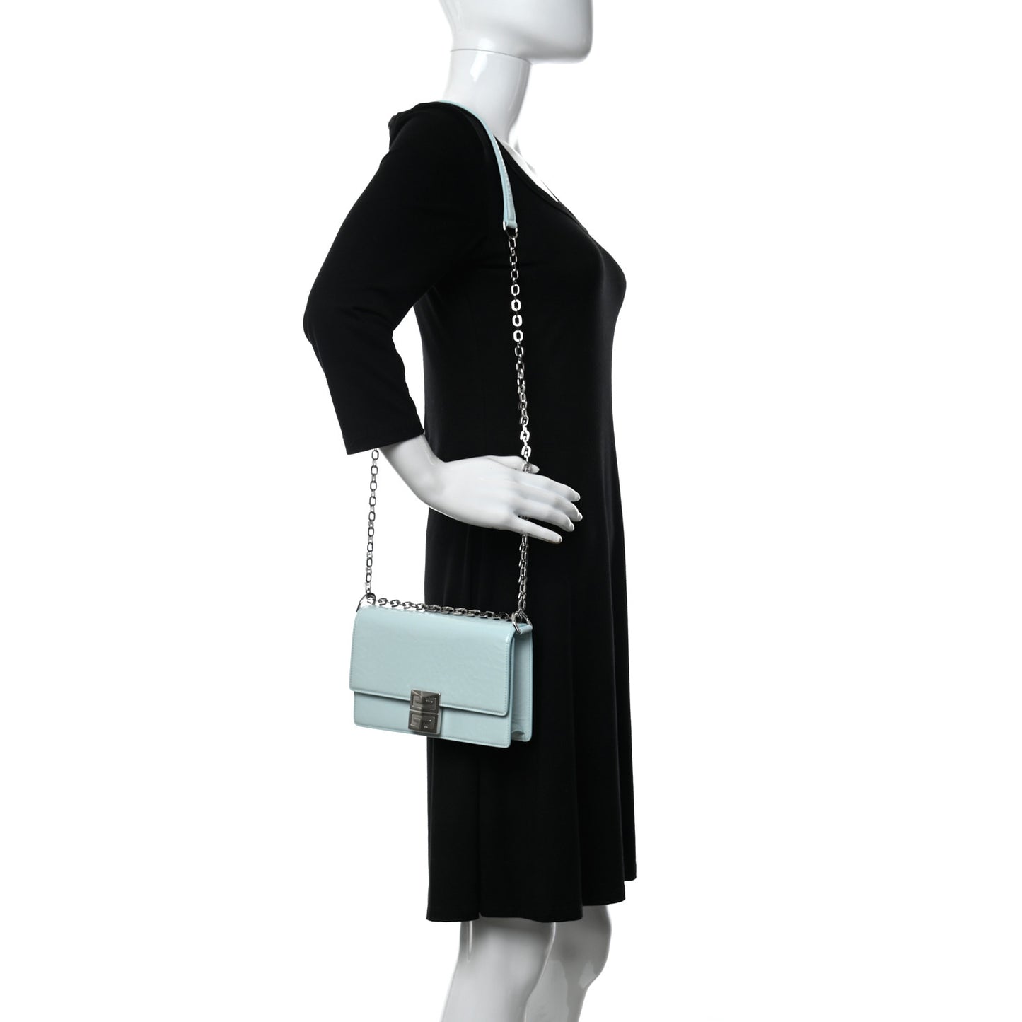 Patent Textured Goatskin Small 4G Crossbody Sky Blue