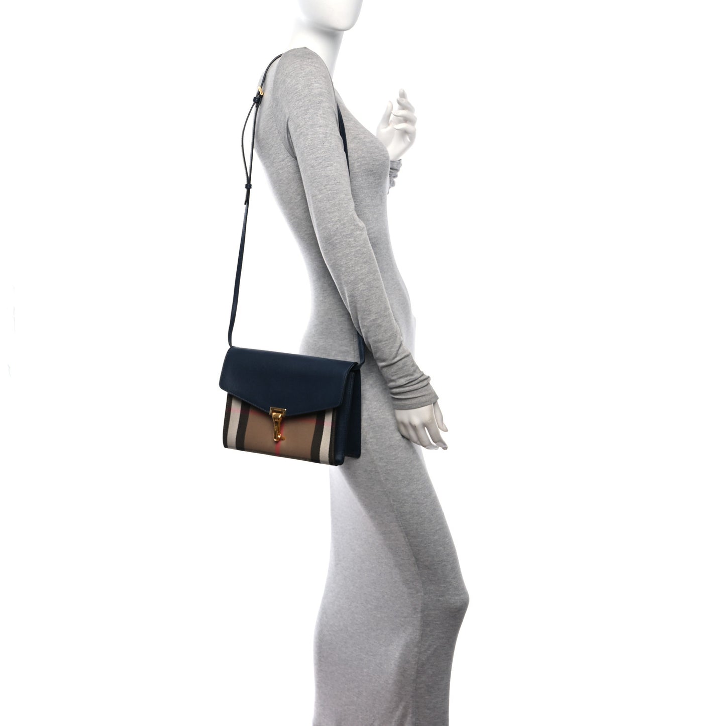 Derby Calfskin House Check Small Macken Crossbody Bag Ink Blue