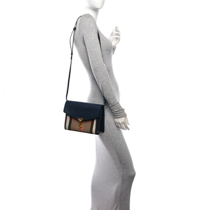 Burberry Derby Calfskin House Check Small Macken Crossbody Bag Ink Blue 3 of 11