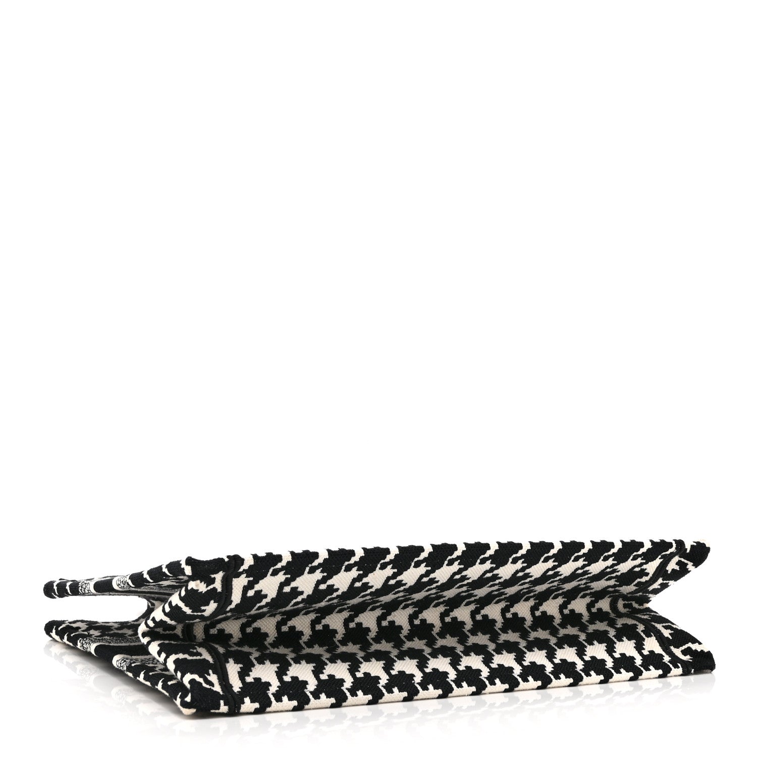 Christian Dior Canvas Houndstooth Embroidered Medium Book Tote Black White 4 of 10