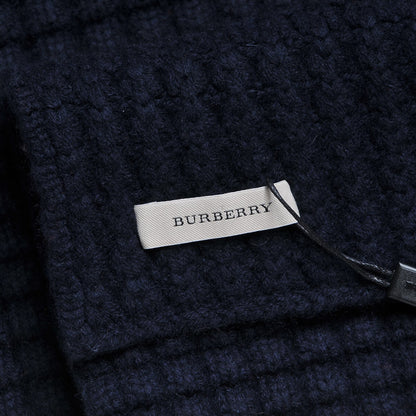 Burberry Wool Cashmere M Waffle Stripe Scarf Deep Claret Navy 5 of 6