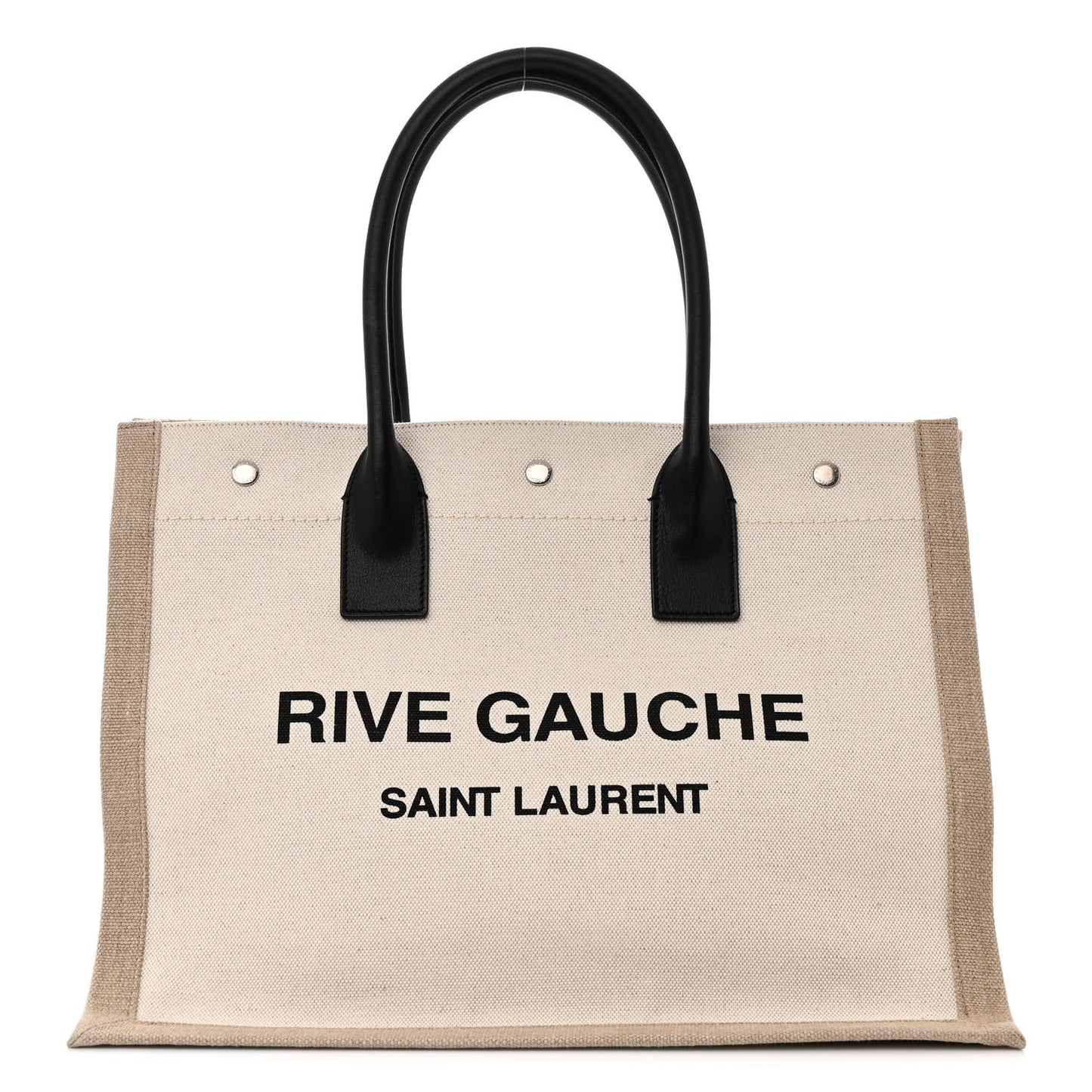Linen Calfskin Small Rive Gauche Tote Greggio Natural