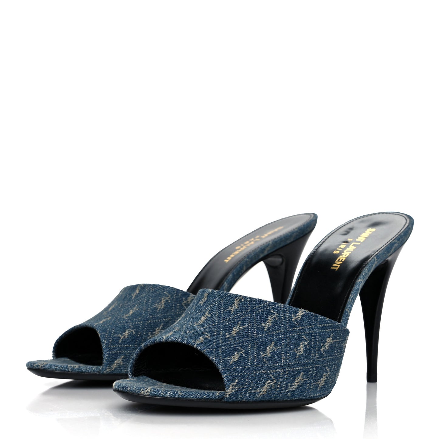 Denim Monogram La 16 Mule Sandals 40 Blue Jeans