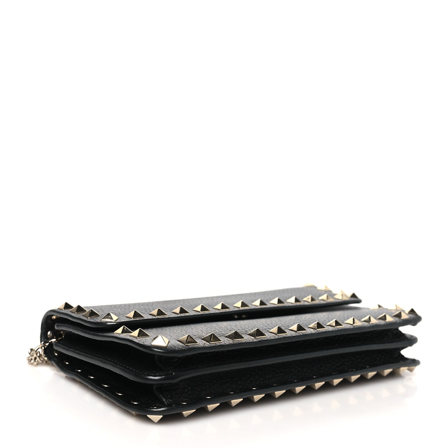 Valentino Garavani Pebbled Calfskin Rockstud Flap Wallet On Chain 4 of 10