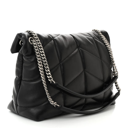 Saint Laurent Lambskin Quilted Medium Loulou Puffer Monogram Chain Satchel Black 3 of 11