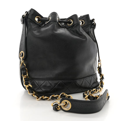 Chanel Lambskin Quilted Drawstring Bucket Bag Black 3 of 11