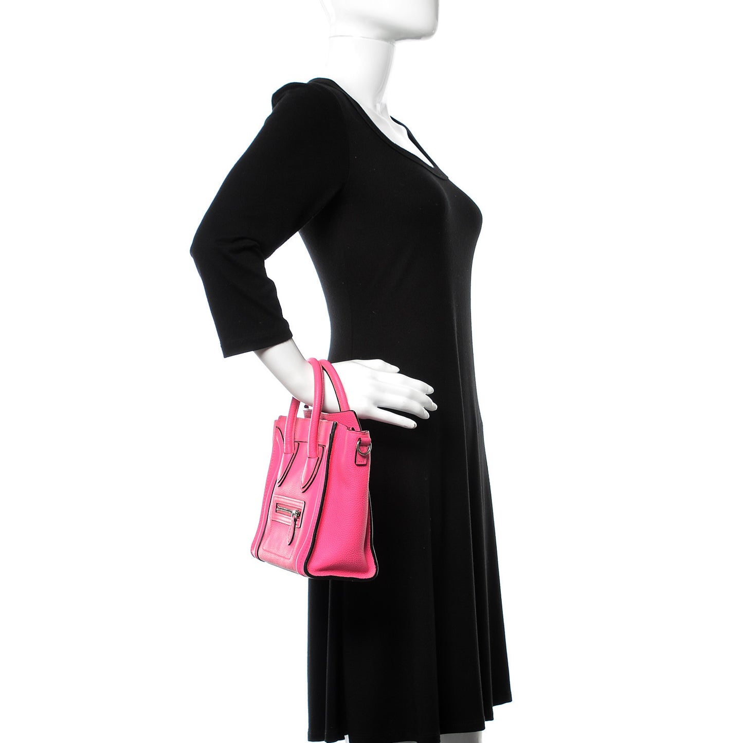 Drummed Calfskin Nano Luggage Fluo Pink