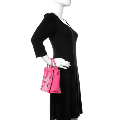 Celine Drummed Calfskin Nano Luggage Fluo Pink 2 of 12