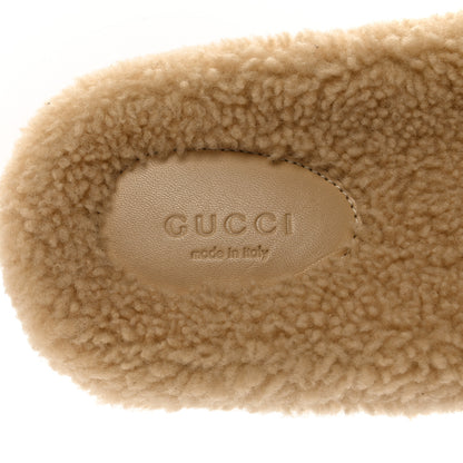 Gucci Shearling Womens Eileen Slide Sandals 38 Cocoa Butterscotch 7 of 9