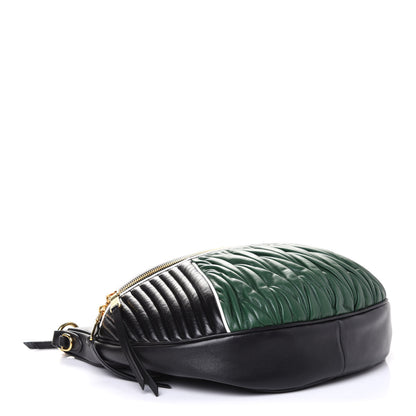 Miu Miu Nappa Matelasse Rider Shoulder Bag Black Green 3 of 4