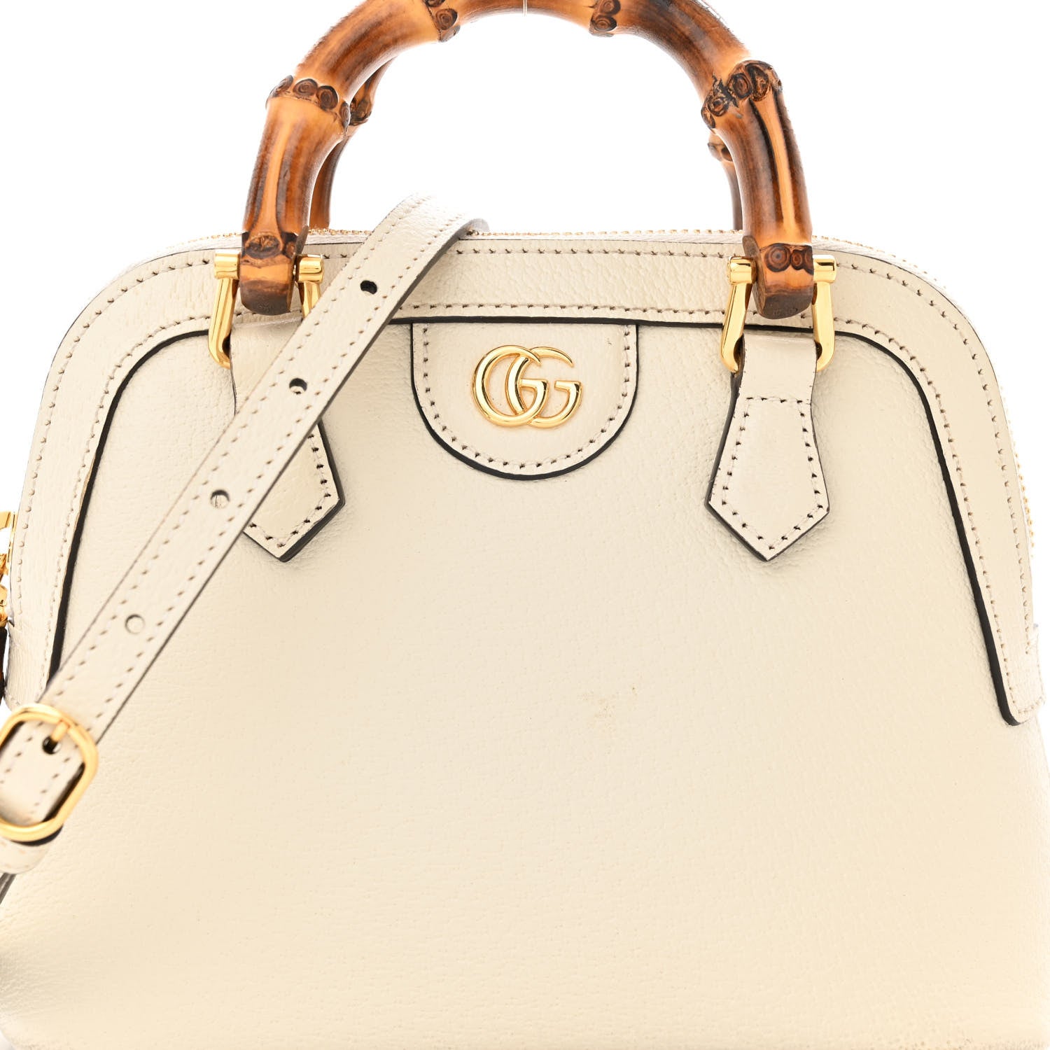 Gucci Textured Dollar Calfskin Mini Diana Dome Tote Bag White 7 of 11