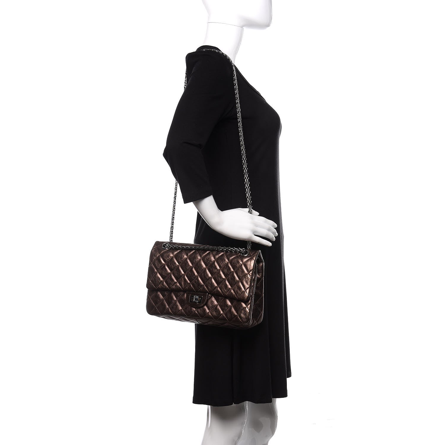 Chanel Metallic Aged Calfskin Quilted 2.55 Reissue 225 Flap Bronze 2 of 12