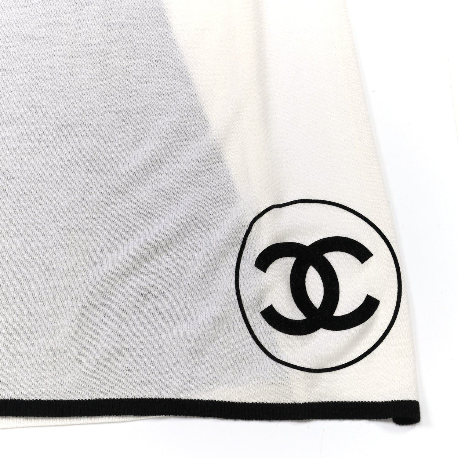 Chanel Wool CC Logo Stole Black 3 of 4