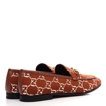 Gucci Canvas Lame GG Monogram Horsebit Womens Jordaan Loafers 36 Burnt Orange Silver 4 of 12