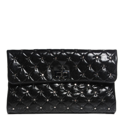 Chanel Glazed Crackled Calfskin Studded Mademoiselle Flap Black 1 of 8