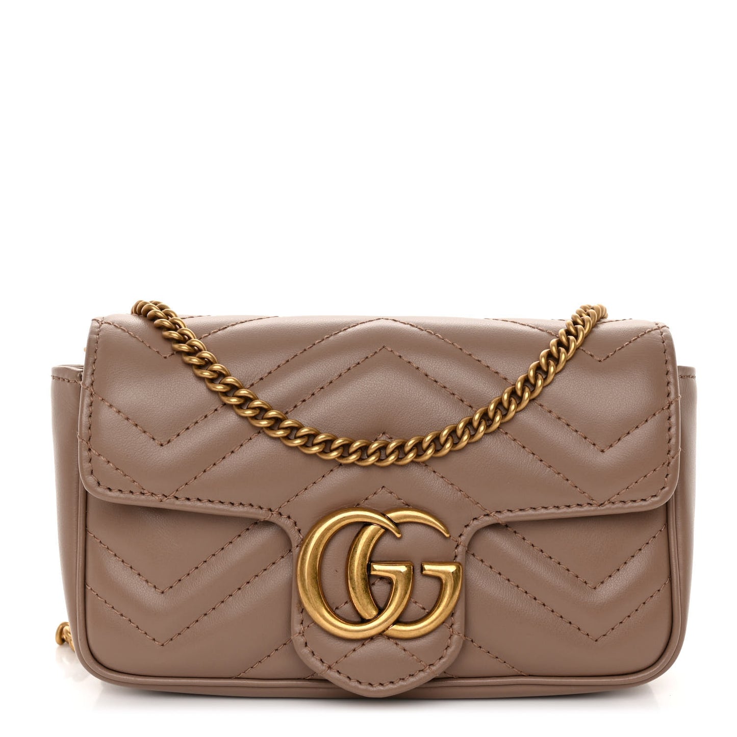 Calfskin Matelasse Super Mini GG Marmont Shoulder Bag Porcelain Rose