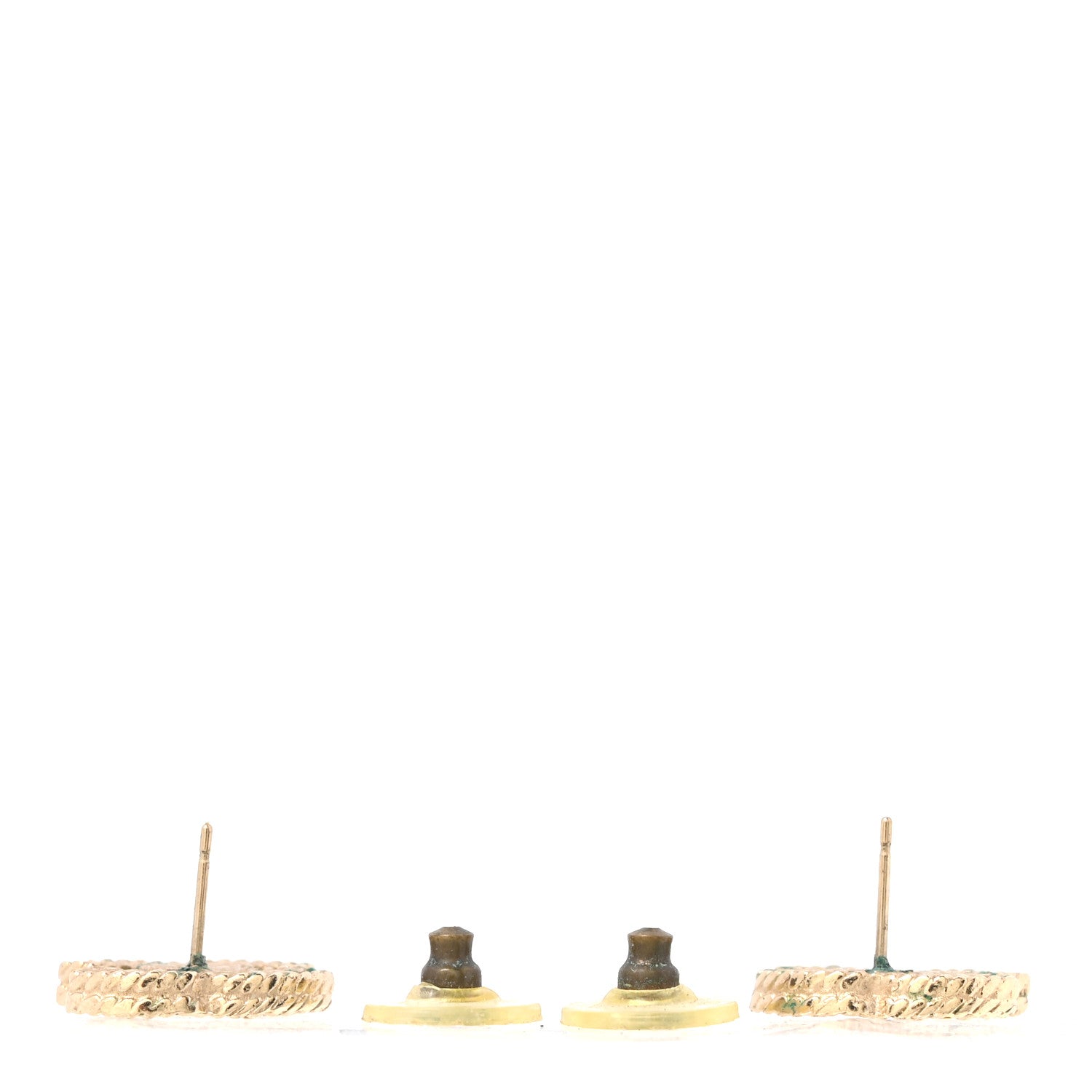 Chanel Metal Textured CC Earrings Gold 3 of 5