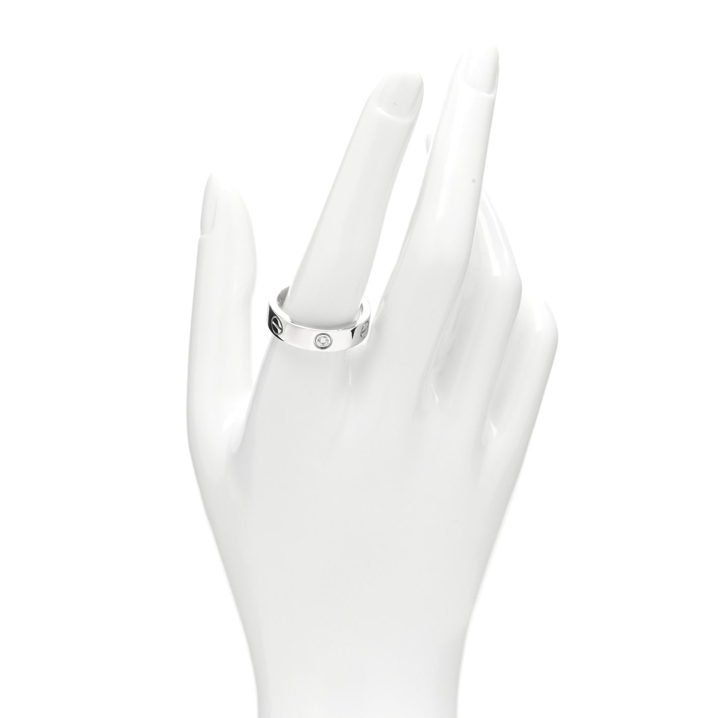 18K White Gold 3 Diamond 5.5mm LOVE Ring 60 9