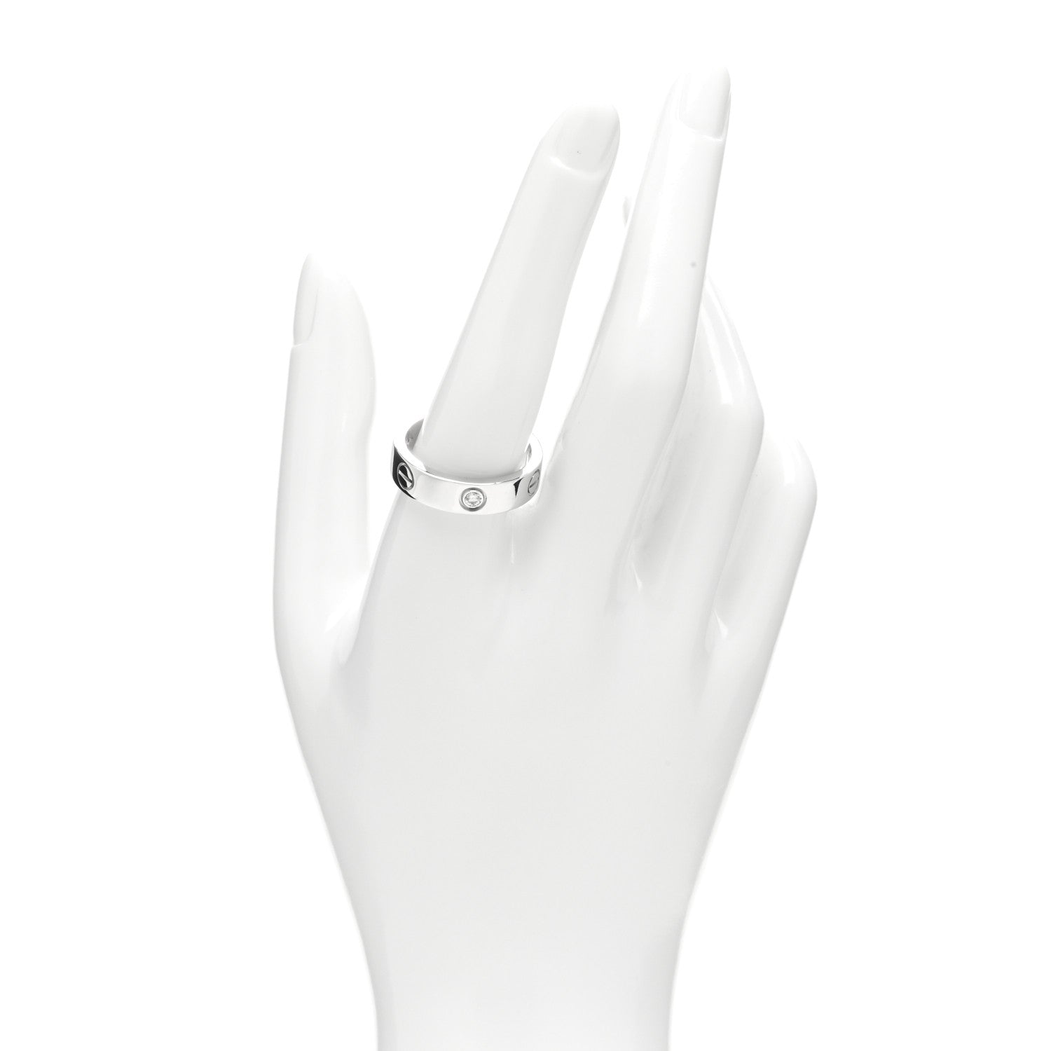 Cartier 18K White Gold 3 Diamond 5.5mm LOVE Ring 60 9 2 of 4