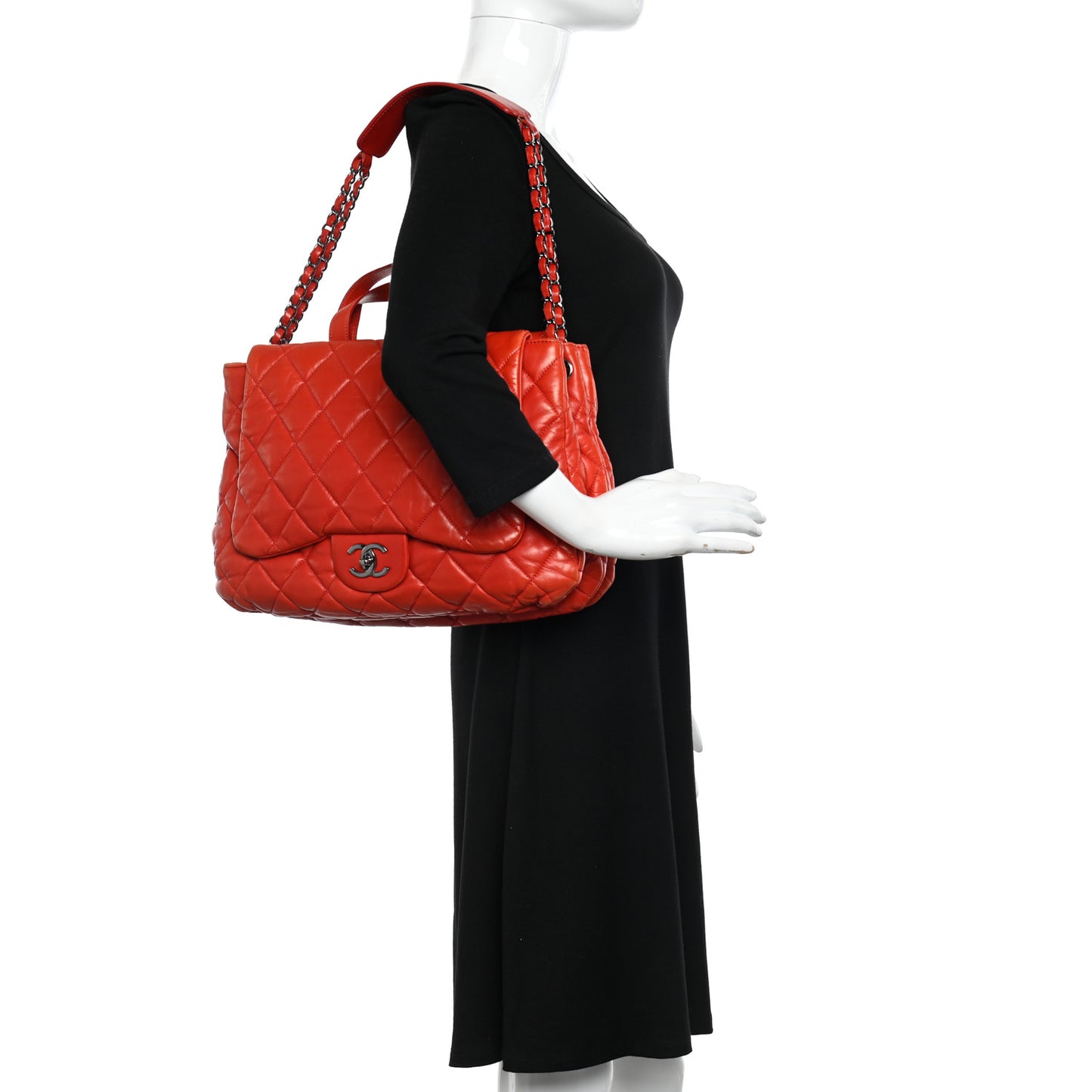 Lambskin Quilted Chanel 3 Maxi Flap Bag Red