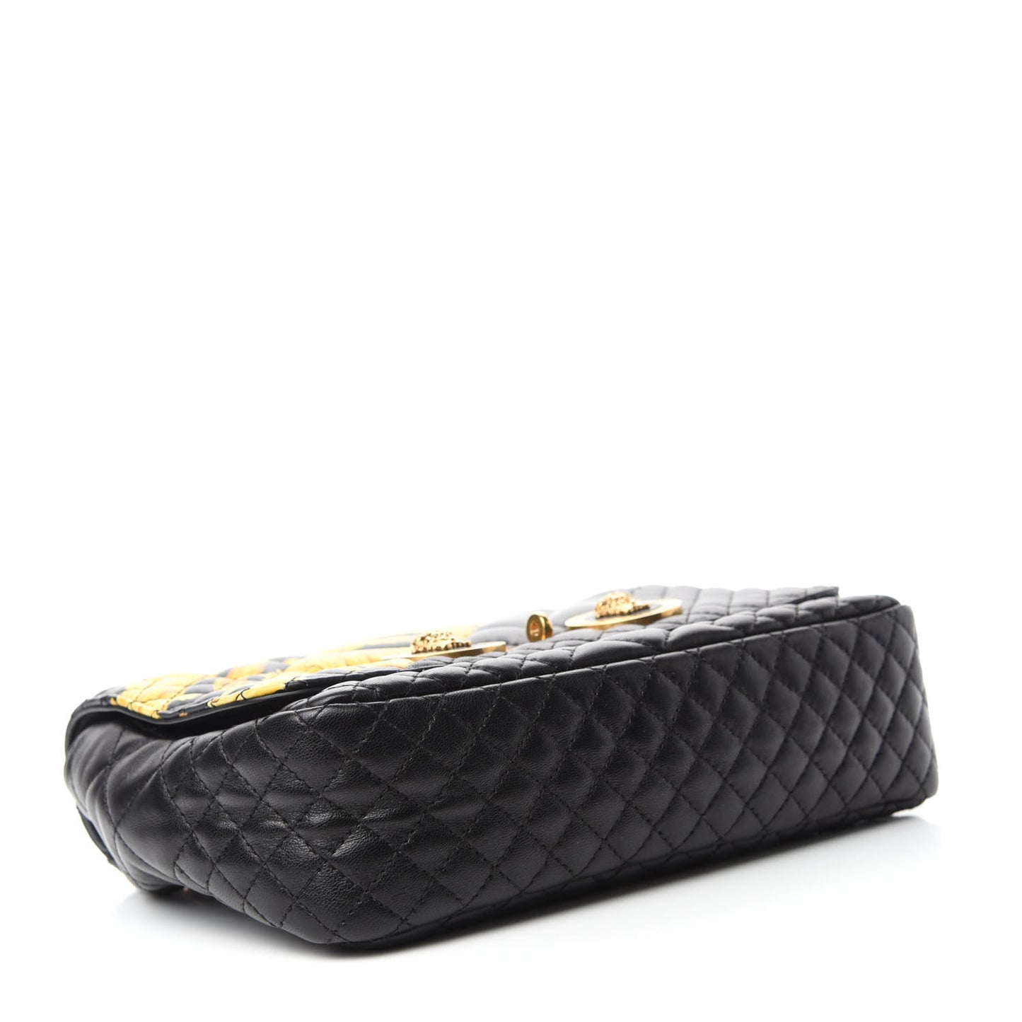 Nappa Quilted Barocco Print Icon Shoulder Bag Black