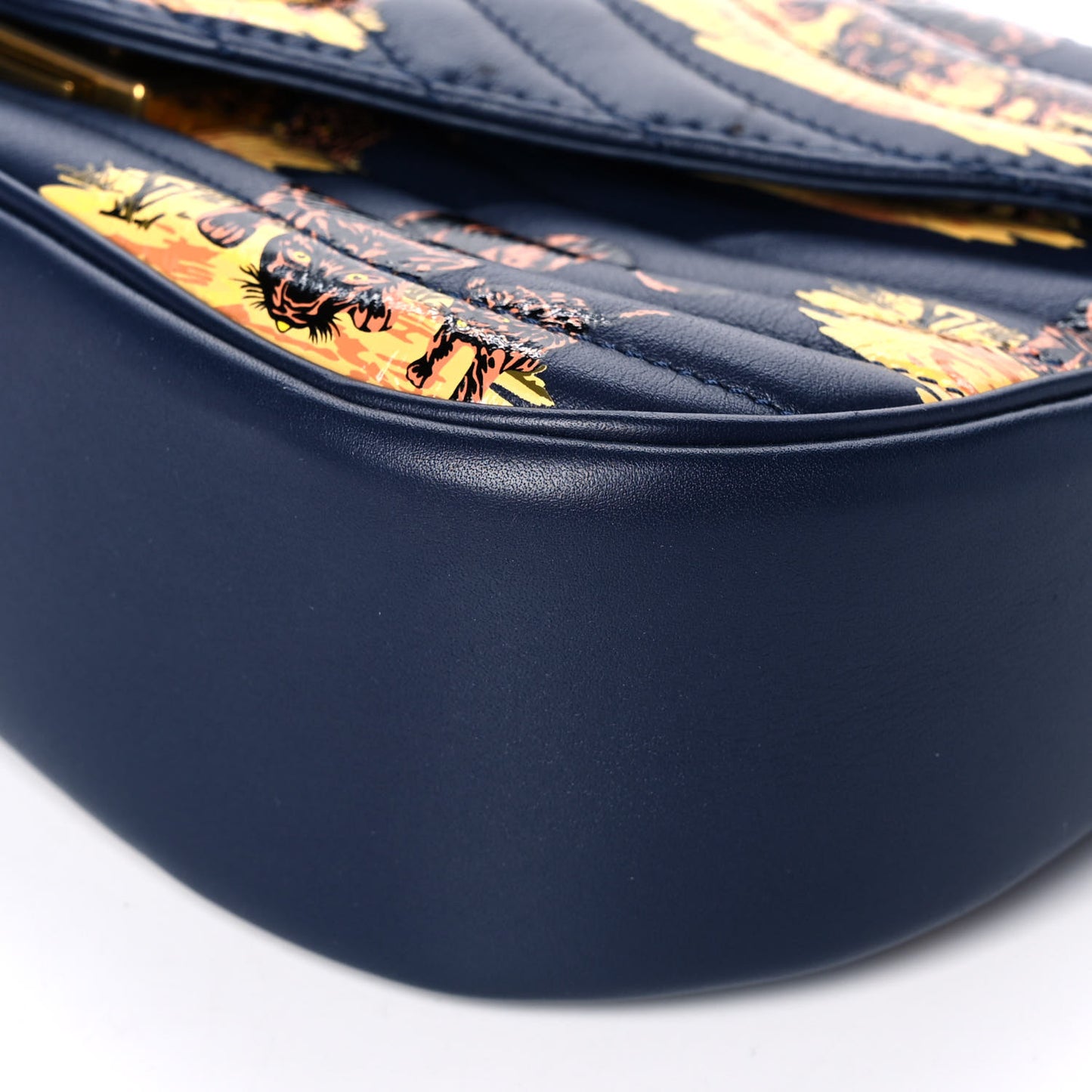 Calfskin Leopard Print New Wave Chain MM Navy