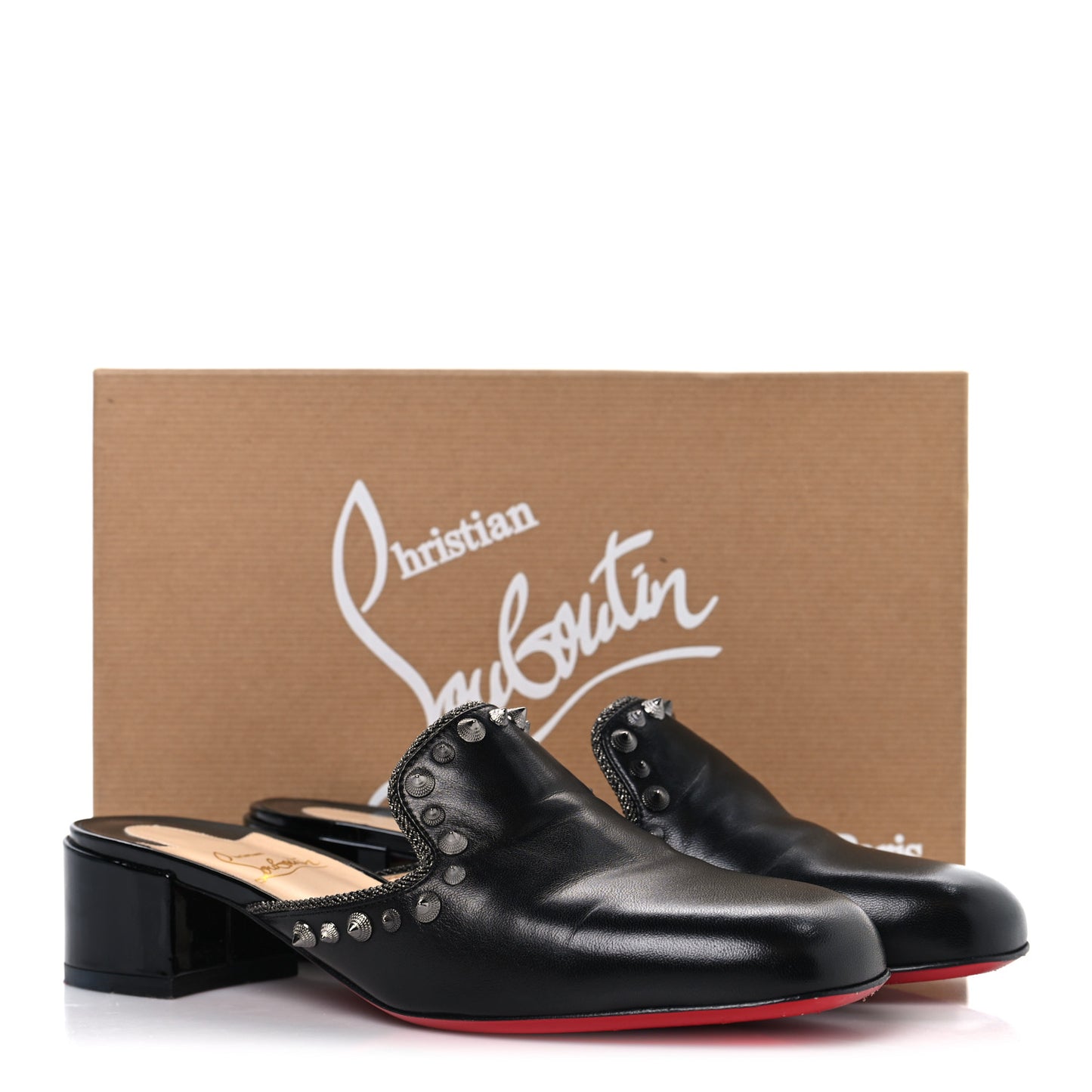 Patent Shiny Nappa Spikes Sun 35 Mules 38.5 Version Black