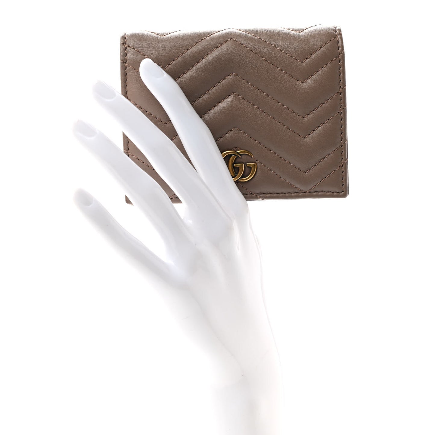 Calfskin Matelasse GG Marmont Card Case Wallet Porcelain Rose
