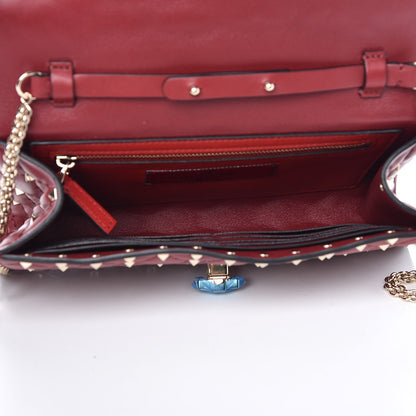 Valentino Garavani Nappa Rockstud Spike Wallet on Chain Rubino 10 of 12